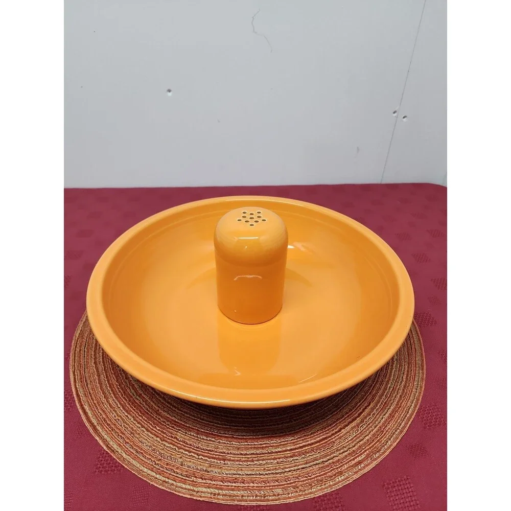 Fiesta Tangerine Pasta Bowl And Cheese Shaker Retired Laughlin Made In The USA